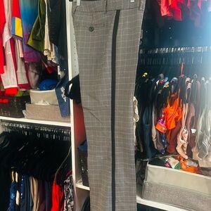 Men's Plaid Pants with Black Stripe